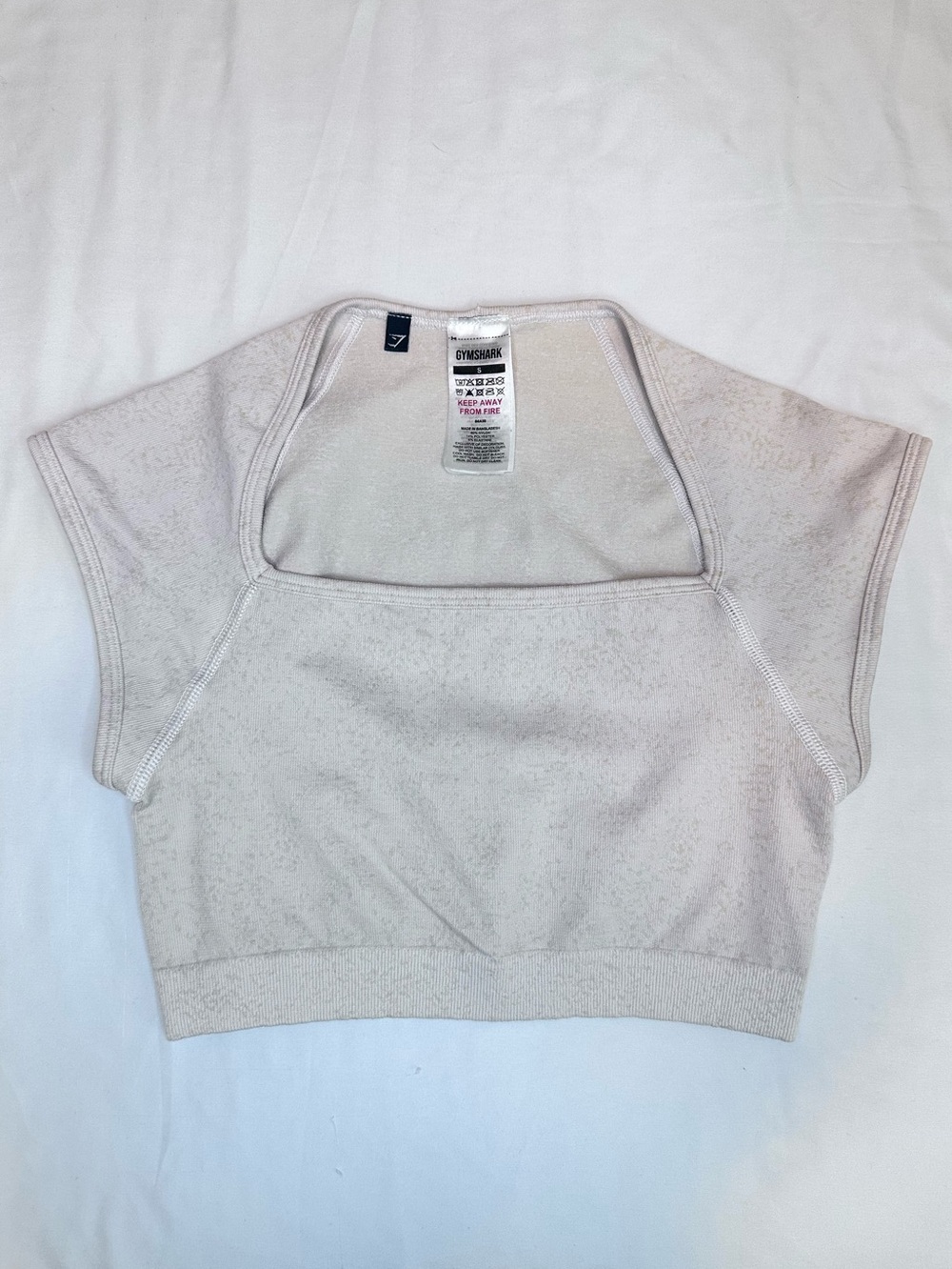 Gymshark Adapt Fleck Seamless Crop Top Oatmeal Square Neck Short Sleeve Size S